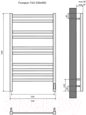 Полотенцесушитель электрический Aquatek Поларис П10 500x900 (Quick Touch)