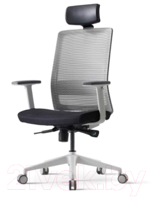 Кресло офисное Bestuhl S30 регулируемый подголовник и подлокотники (белая рама/черная ткань)
