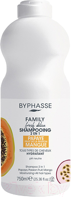 Шампунь-кондиционер для волос Byphasse Family Папайя, Маракуйя, Манго для всех типов волос (750мл)