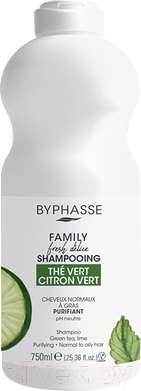 Шампунь для волос Byphasse Family Зеленый Чай и Лайм для волос склонных к жирности (750мл)