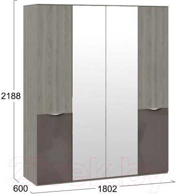 Шкаф ТриЯ Либерти комбинированный с 2 зерк. дверями и 2 ЛКП/ СМ-297.07.445 (хадсон/фон серый)