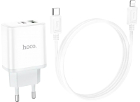 Зарядное устройство сетевое Hoco C105A + кабель Type-C-Lightning / 6931474782939 (белый) - 