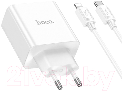 Зарядное устройство сетевое Hoco C108A + кабель Type-C-Lightning / 6931474784445 (белый)