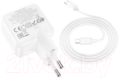 Зарядное устройство сетевое Hoco C111A + кабель Type-C-Type-C / 6931474790880 (белый)