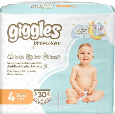 Подгузники детские Giggles Premium Maxi 4 Twin Pack (30шт)