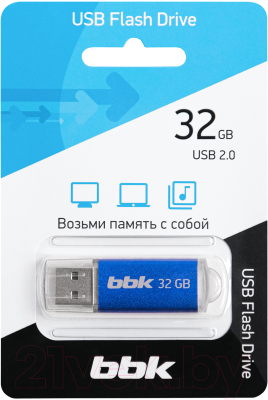 Usb flash накопитель BBK 32GB USB2.0 / 032G-RCT (синий)