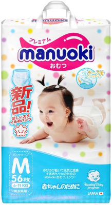 Подгузники-трусики детские Manuoki M 6-11кг JPM001 (56шт)