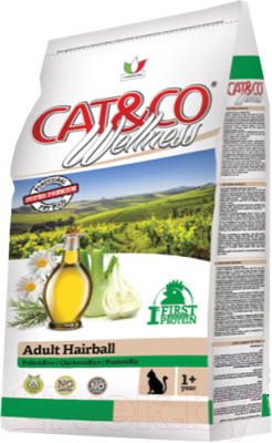 Сухой корм для кошек Adragna Cat&Co Wellness Adult Hairball Chicken&Rice (400г)