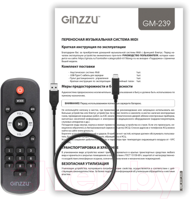 Портативная колонка Ginzzu GM-239