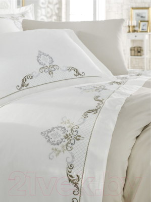 Комплект постельного белья Dantela Vita Guzde с вышивкой 200x220 / 10062 (бежевый)