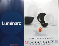 Набор столовой посуды Luminarc Diwali P4678 (44пр, черный/белый) - 