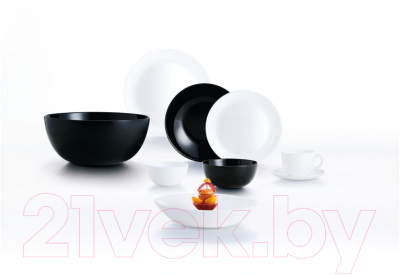 Набор столовой посуды Luminarc Diwali P4678 (44пр, черный/белый)