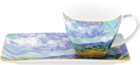 Чашка с блюдцем Elan Gallery Пшеничное поле с кипарисами / 420622 - 