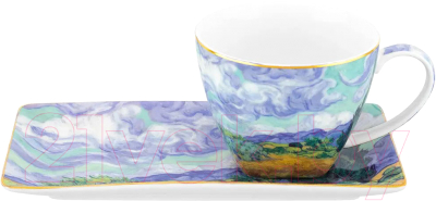 Изображение товара Чашка с блюдцем Elan Gallery Пшеничное поле с кипарисами / 420622