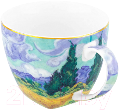 Изображение товара Чашка с блюдцем Elan Gallery Пшеничное поле с кипарисами / 420622