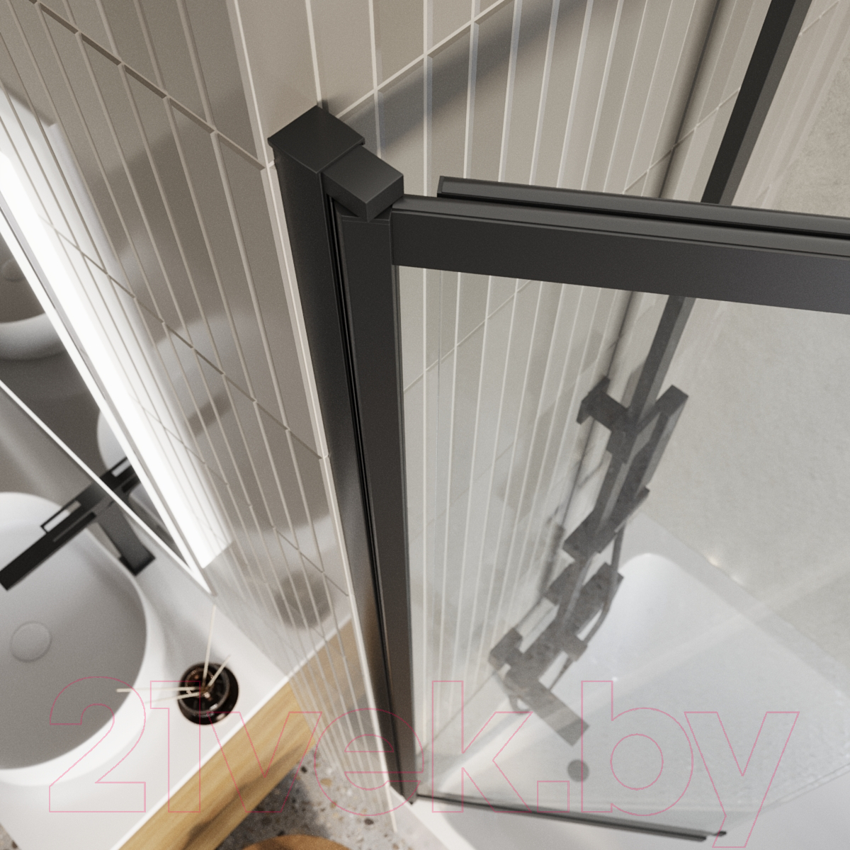 Стеклянная шторка для ванны BelBagno Luce-VF-11-90/145-C-NERO — фото 4