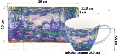 Чашка с блюдцем Elan Gallery Водяные лилии / 420623 