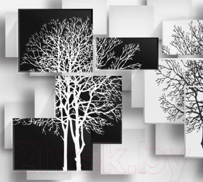 Фотообои листовые ФабрикаФресок 3D Абстракция Дерево Инь-Янь / 933270 (300x270)