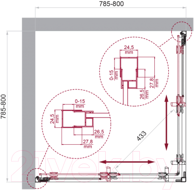 Купить Душевой уголок BelBagno Luce-A-2-80-C-Cr в Бресте