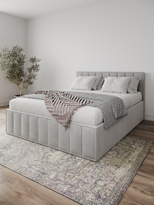 Двуспальная кровать ДСВ Лана 1.4 с подъемным механизмом (серый софт)