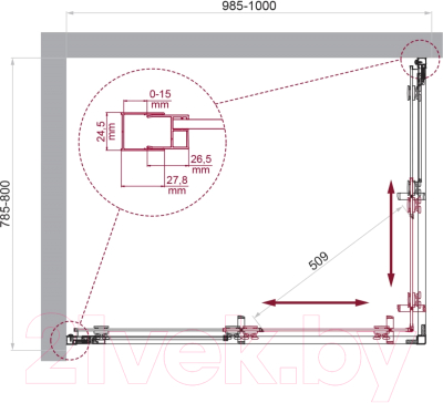 Душевой уголок BelBagno Luce-AH-2-100/80-P-Cr