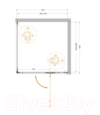 Купить Душевой уголок Cezares Liner-A-1-90-C-Cr-R в Бресте