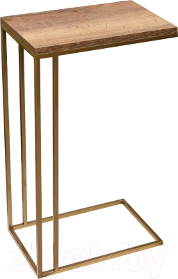 Приставной столик BZT Simmin Duo Golden SDGW001 (золотое двойное основание/коричневая доска)