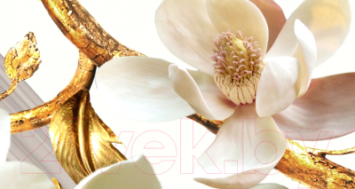 Фотообои листовые ФабрикаФресок 3D Абстракция. Золотые Цветы. Бабочки и Колонны / 1022270 (200x270)
