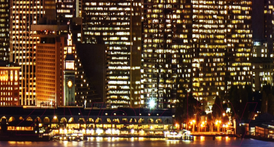 Фотообои листовые ФабрикаФресок Бруклинский Мост. Ночной Нью-Йорк / 1113270 (300x270)