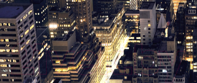 Фотообои листовые ФабрикаФресок Яркие Небоскребы Ночного Нью-Йорка / 1132270 (200x270)