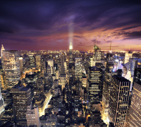Фотообои листовые ФабрикаФресок Яркие Небоскребы Ночного Нью-Йорка / 1133270 (300x270) - 