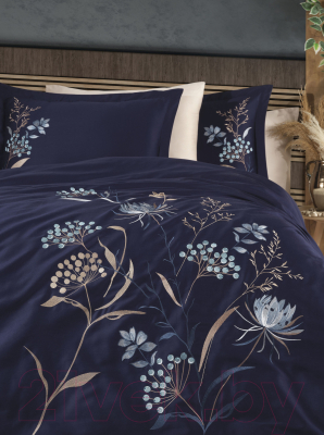 Комплект постельного белья Dantela Vita Nilifer с вышивкой 200x220 / 11686 (синий)