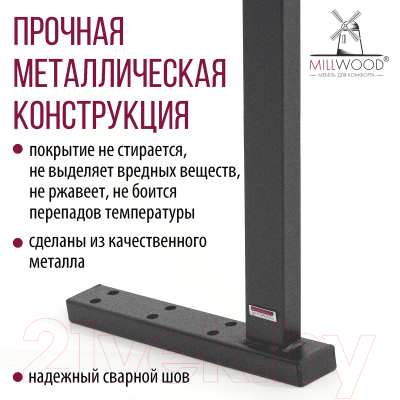 Комплект ножек для стола Millwood Шанхай ПФ 39.6x5x72.2 / 48636_g_3 (графит)