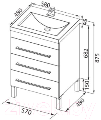 Тумба с умывальником Aquanet Верона 120 L / 239980 (белый)