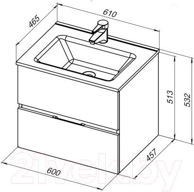 Тумба с умывальником Aquanet Алвита New 120 / 306297 (антрацит)