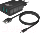 Зарядное устройство сетевое BoraSCO 2 USB 2.4A + Дата-кабель Micro USB 2А / 37263 - 