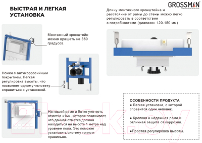 Унитаз подвесной с инсталляцией Grossman GR-4440S+900.K31.01.000+700.K31.01.210.210