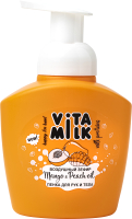 Пенка для тела Vitamilk Воздушный зефир Манго и масло персика для тела и рук (400мл) - 