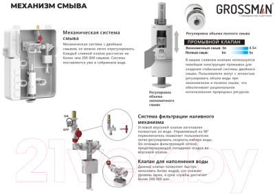 Унитаз подвесной с инсталляцией Grossman GR-4455SWS+900.K31.01.000+700.K31.05.01M.01M