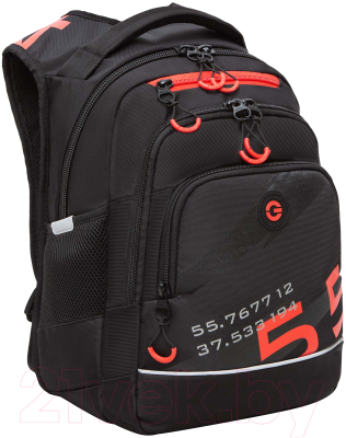 Школьный рюкзак Grizzly RB-450-2 (черный/красный)