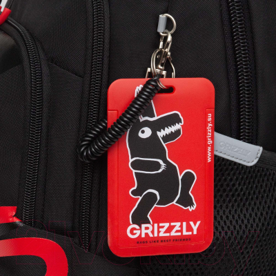 Школьный рюкзак Grizzly RB-450-2 (черный/красный)