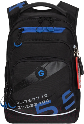 Школьный рюкзак Grizzly RB-450-2 (черный/синий)