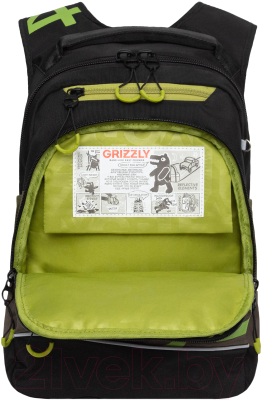 Школьный рюкзак Grizzly RB-450-2 (черный/хаки)