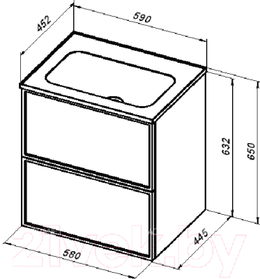 Тумба с умывальником Aquanet Арт 60 / 323569 (мисти грин)