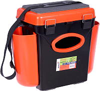 Ящик рыболовный Helios FishBox односекционный (10л, черный/оранжевый) - 