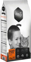 Сухой корм для кошек Amity Premium для стерилизованных кошек с лососем и рисом (1.5кг) - 