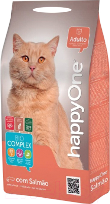 Сухой корм для кошек HappyOne Cat Salmon с эффектом вывода шерсти (2кг)