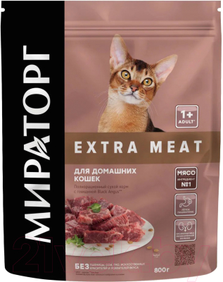 Сухой корм для кошек Winner Мираторг Extra Meat для домашних кошек старше 1г с говядиной / 1010026835 (800г)