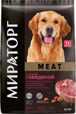 

Сухой корм для собак, Meat д/взрослых средних и крупных пород с говядиной / 1010026838