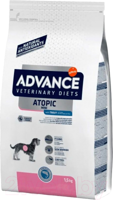 Сухой корм для собак Advance VetDietAtopic д/мелких пород при дерматозах и аллергии с форелью (7.5кг)